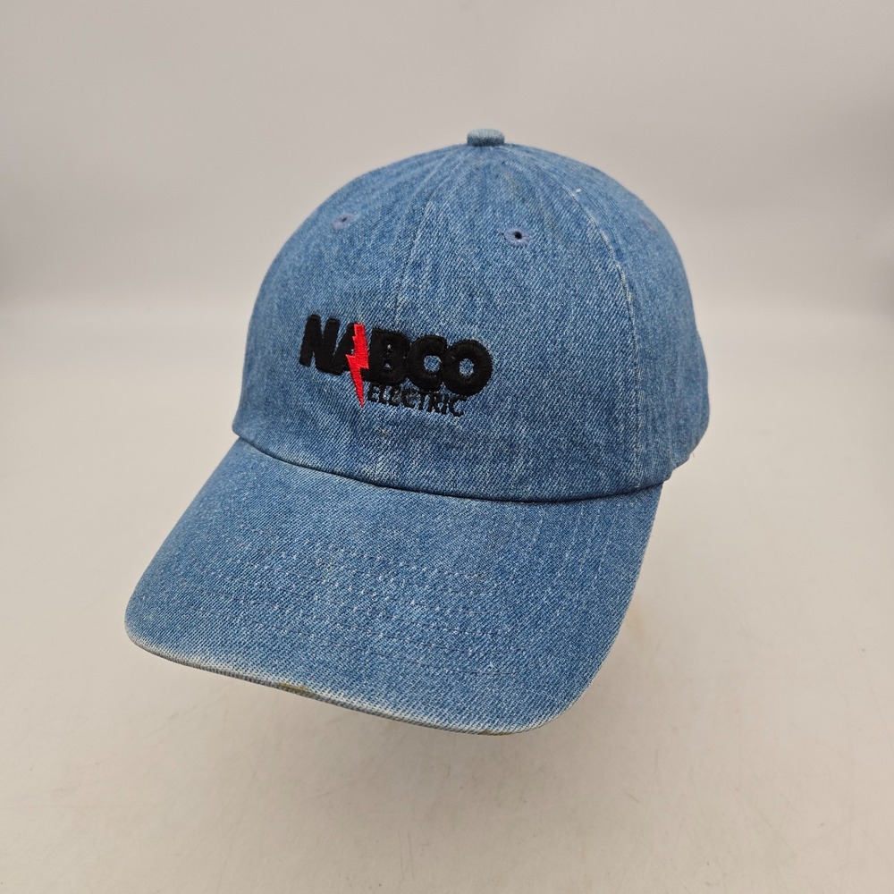 Nabco Electric Strapback Hat Baseball Cap Blue Denim Embroidered Construction